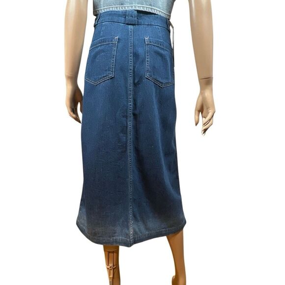 AG Adriano Goldschmied The Thea Denim Button Front Calf Length Skirt Blue Size 2 - Picture 5 of 14